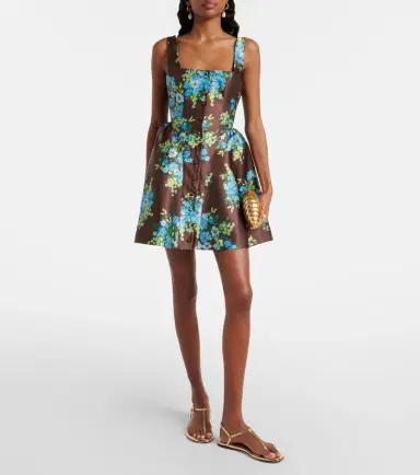 ALÉMAIS Alémais Floral peplum satin minidress | Thumbnail 3 ALÉMAIS Alémais Floral peplum satin minidress | Thumbnail 3