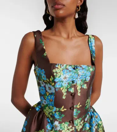 ALÉMAIS Alémais Floral peplum satin minidress | Thumbnail 4 ALÉMAIS Alémais Floral peplum satin minidress | Thumbnail 4