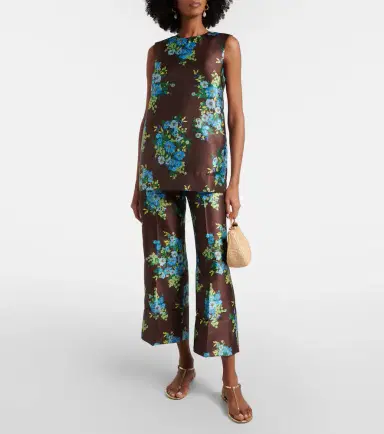 ALÉMAIS Alémais Floral cropped satin flared pants | Thumbnail 3 ALÉMAIS Alémais Floral cropped satin flared pants | Thumbnail 3