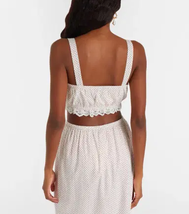 Posse Marlowe lace-trimmed polka-dot cotton crop top | Thumbnail 2 Posse Marlowe lace-trimmed polka-dot cotton crop top | Thumbnail 2