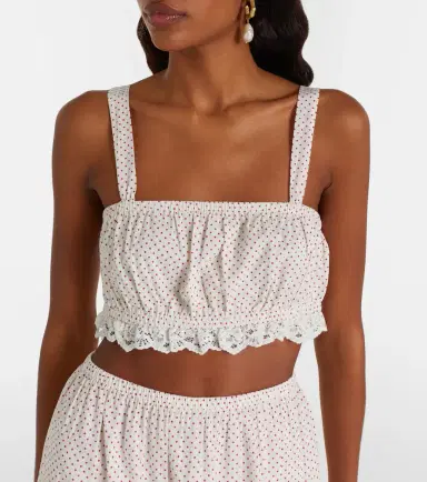 Posse Marlowe lace-trimmed polka-dot cotton crop top | Thumbnail 3 Posse Marlowe lace-trimmed polka-dot cotton crop top | Thumbnail 3