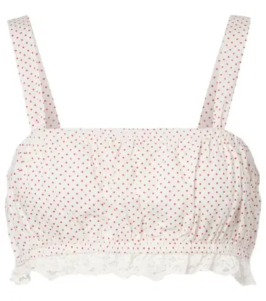 Posse Marlowe lace-trimmed polka-dot cotton crop top | Thumbnail 1 Posse Marlowe lace-trimmed polka-dot cotton crop top | Thumbnail 1