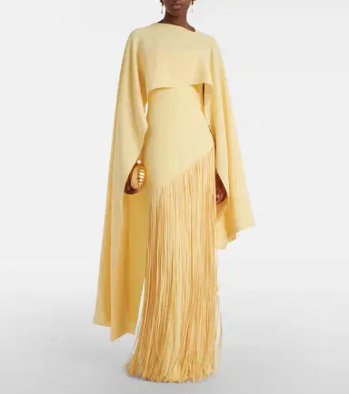 Marmar Halim Giselle fringed caped crêpe gown | Thumbnail 2 Marmar Halim Giselle fringed caped crêpe gown | Thumbnail 2