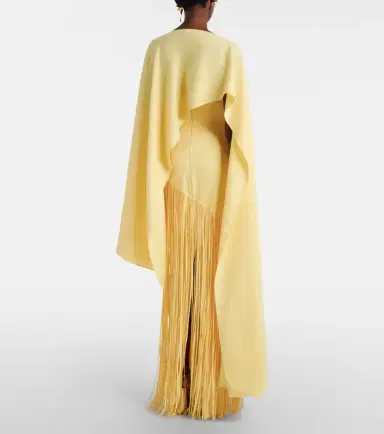 Marmar Halim Giselle fringed caped crêpe gown | Thumbnail 4 Marmar Halim Giselle fringed caped crêpe gown | Thumbnail 4