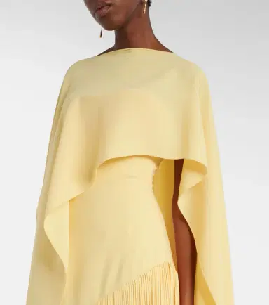 Marmar Halim Giselle fringed caped crêpe gown | Thumbnail 6 Marmar Halim Giselle fringed caped crêpe gown | Thumbnail 6