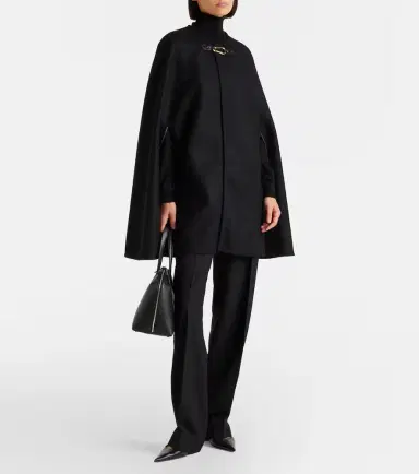 Nili Lotan Arianna leather-trimmed wool-blend cape | Thumbnail 4 Nili Lotan Arianna leather-trimmed wool-blend cape | Thumbnail 4