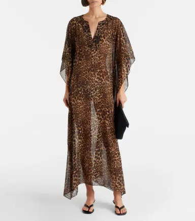 Nili Lotan Erica leopard-print semi-sheer silk kaftan | Thumbnail 3 Nili Lotan Erica leopard-print semi-sheer silk kaftan | Thumbnail 3