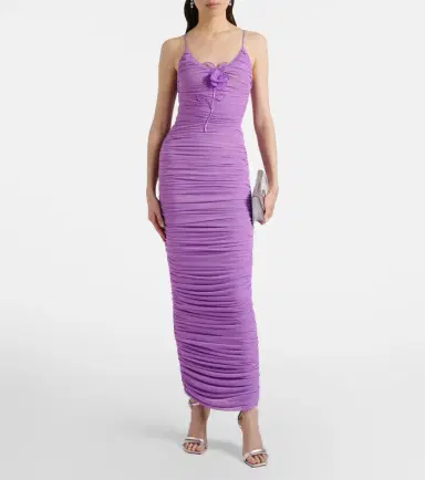 David Koma Floral-appliqué ruched cocktail dress | Thumbnail 4 David Koma Floral-appliqué ruched cocktail dress | Thumbnail 4