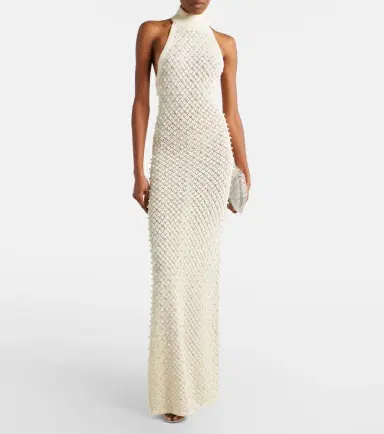 David Koma Crochet embellished turtleneck gown | Thumbnail 5 David Koma Crochet embellished turtleneck gown | Thumbnail 5
