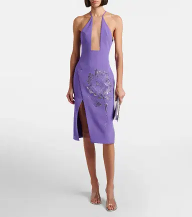David Koma Asymmetric embellished floral midi dress | Thumbnail 4 David Koma Asymmetric embellished floral midi dress | Thumbnail 4