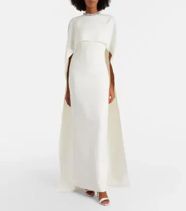 Roland Mouret Crystal-embellished caped crêpe gown | Thumbnail 3 Roland Mouret Crystal-embellished caped crêpe gown | Thumbnail 3
