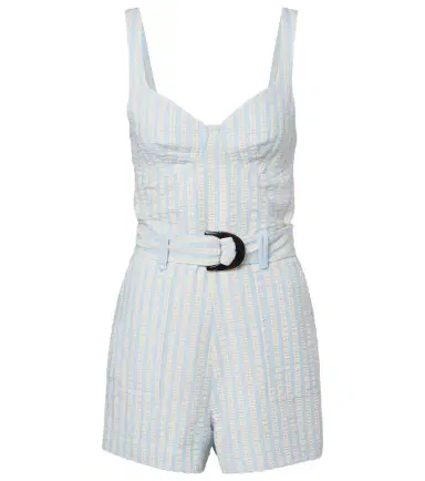 Simkhai Striped cotton-blend seersucker romper | Thumbnail 1 Simkhai Striped cotton-blend seersucker romper | Thumbnail 1