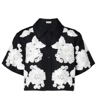 Simkhai Callie embroidered linen-blend shirt | Thumbnail 1 Simkhai Callie embroidered linen-blend shirt | Thumbnail 1
