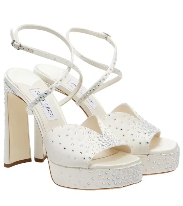 Karli embellished satin platform sandals Karli embellished satin platform sandals