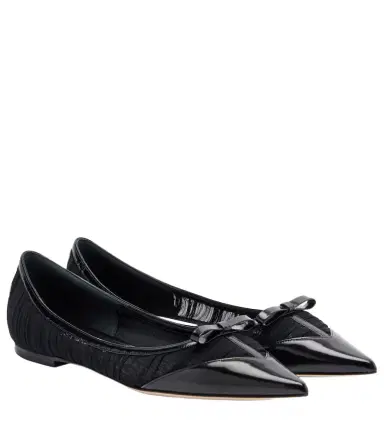 Jimmy Choo Love leather-trimmed mesh ballet flats | Thumbnail 1 Jimmy Choo Love leather-trimmed mesh ballet flats | Thumbnail 1