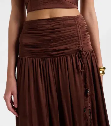 Poupette St Barth Carla pleated satin maxi skirt | Thumbnail 4 Poupette St Barth Carla pleated satin maxi skirt | Thumbnail 4