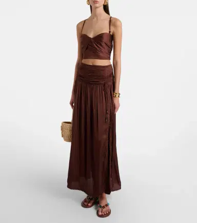 Poupette St Barth Carla pleated satin maxi skirt | Thumbnail 5 Poupette St Barth Carla pleated satin maxi skirt | Thumbnail 5