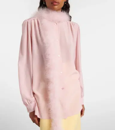 Valentino Feather-trimmed silk shirt | Thumbnail 4 Valentino Feather-trimmed silk shirt | Thumbnail 4