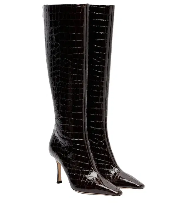 Agathe 85 croc-effect leather knee-high boots Agathe 85 croc-effect leather knee-high boots
