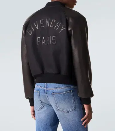 Givenchy Leather-trimmed wool bomber jacket | Thumbnail 3 Givenchy Leather-trimmed wool bomber jacket | Thumbnail 3