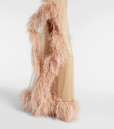 Taller Marmo Sza Sza Disco feather-trimmed kaftan | Thumbnail 2 Taller Marmo Sza Sza Disco feather-trimmed kaftan | Thumbnail 2