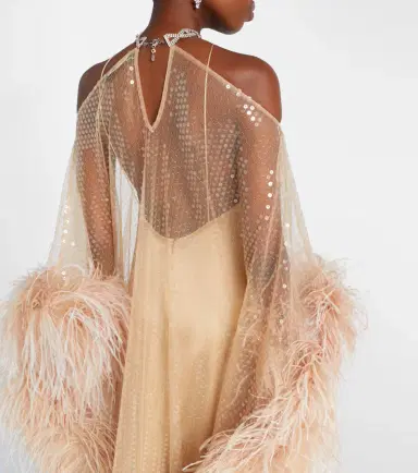 Taller Marmo Sza Sza Disco feather-trimmed kaftan | Thumbnail 4 Taller Marmo Sza Sza Disco feather-trimmed kaftan | Thumbnail 4