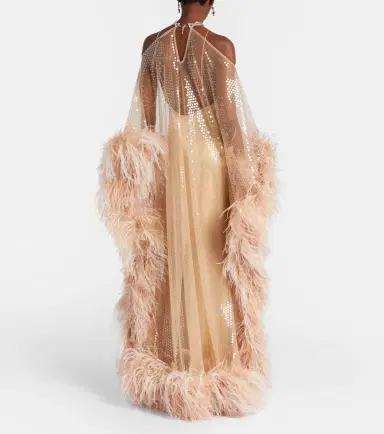 Taller Marmo Sza Sza Disco feather-trimmed kaftan | Thumbnail 5 Taller Marmo Sza Sza Disco feather-trimmed kaftan | Thumbnail 5