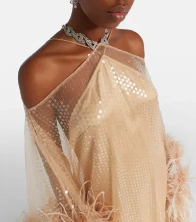 Taller Marmo Sza Sza Disco feather-trimmed kaftan | Thumbnail 6 Taller Marmo Sza Sza Disco feather-trimmed kaftan | Thumbnail 6