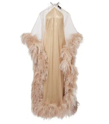 Taller Marmo Sza Sza Disco feather-trimmed kaftan | Thumbnail 1 Taller Marmo Sza Sza Disco feather-trimmed kaftan | Thumbnail 1