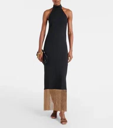 Taller Marmo Berlin fringed crêpe cady maxi dress | Thumbnail 2 Taller Marmo Berlin fringed crêpe cady maxi dress | Thumbnail 2