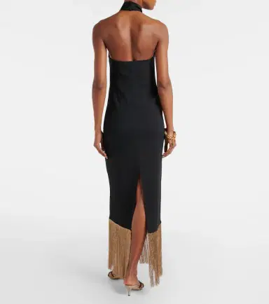Taller Marmo Berlin fringed crêpe cady maxi dress | Thumbnail 3 Taller Marmo Berlin fringed crêpe cady maxi dress | Thumbnail 3