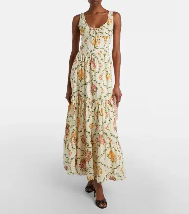 Agua by Agua Bendita Azulejo embellished floral linen maxi dress | Thumbnail 2 Agua by Agua Bendita Azulejo embellished floral linen maxi dress | Thumbnail 2