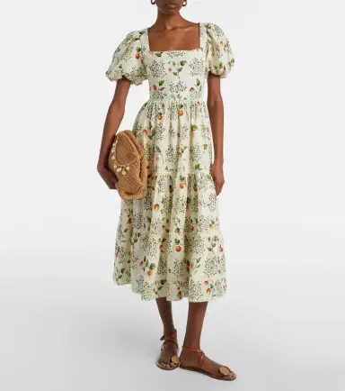 Agua by Agua Bendita Embellished printed linen midi dress | Thumbnail 3 Agua by Agua Bendita Embellished printed linen midi dress | Thumbnail 3