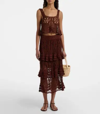 Anna Kosturova Elsie tiered cotton crochet midi skirt | Thumbnail 4 Anna Kosturova Elsie tiered cotton crochet midi skirt | Thumbnail 4