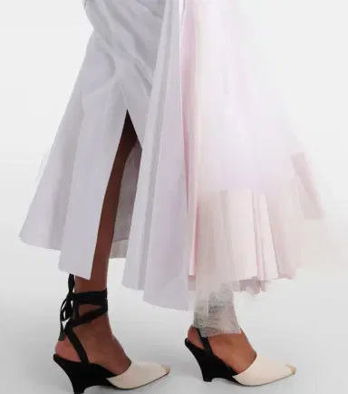 Jacquemus Mireio tulle-trimmed cotton poplin midi skirt | Thumbnail 3 Jacquemus Mireio tulle-trimmed cotton poplin midi skirt | Thumbnail 3