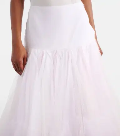 Jacquemus Mireio tulle-trimmed cotton poplin midi skirt | Thumbnail 5 Jacquemus Mireio tulle-trimmed cotton poplin midi skirt | Thumbnail 5