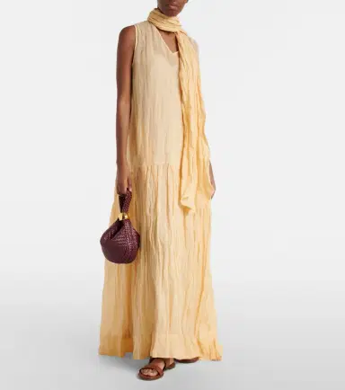 Plan C Scarf-detail cotton-blend maxi dress | Thumbnail 2 Plan C Scarf-detail cotton-blend maxi dress | Thumbnail 2