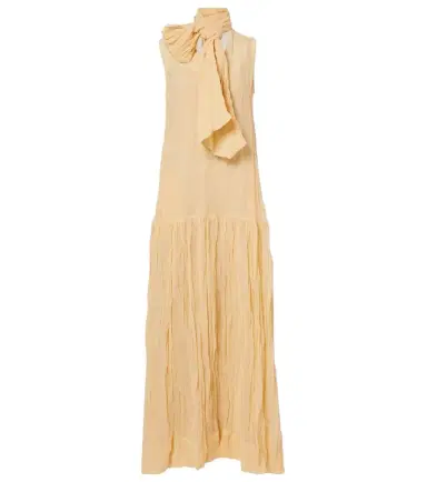 Plan C Scarf-detail cotton-blend maxi dress | Thumbnail 1 Plan C Scarf-detail cotton-blend maxi dress | Thumbnail 1