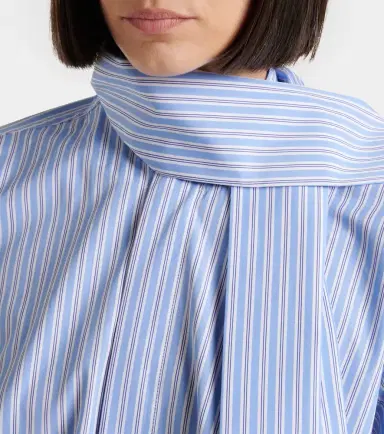 Plan C Scarf-detail striped cotton shirt | Thumbnail 4 Plan C Scarf-detail striped cotton shirt | Thumbnail 4