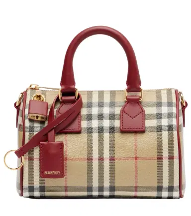 Burberry Check Small leather-trimmed canvas tote bag | Thumbnail 1 Burberry Check Small leather-trimmed canvas tote bag | Thumbnail 1