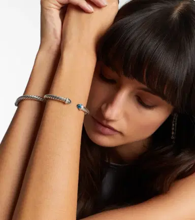 David Yurman Cable Flex sterling silver bracelet with diamonds and blue topaz | Thumbnail 3 David Yurman Cable Flex sterling silver bracelet with diamonds and blue topaz | Thumbnail 3