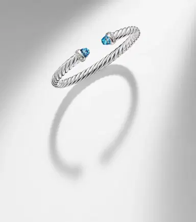David Yurman Cable Flex sterling silver bracelet with diamonds and blue topaz | Thumbnail 5 David Yurman Cable Flex sterling silver bracelet with diamonds and blue topaz | Thumbnail 5