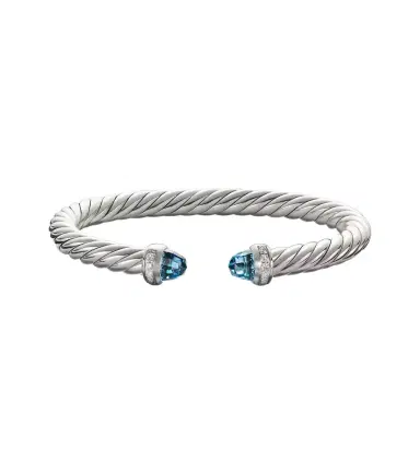 David Yurman Cable Flex sterling silver bracelet with diamonds and blue topaz | Thumbnail 1 David Yurman Cable Flex sterling silver bracelet with diamonds and blue topaz | Thumbnail 1
