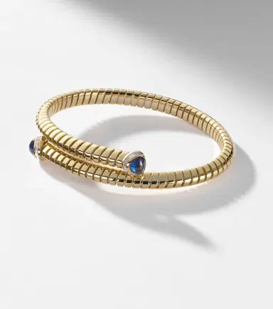 Marina B 18kt yellow gold bangle with blue sapphires and diamonds | Thumbnail 5 Marina B 18kt yellow gold bangle with blue sapphires and diamonds | Thumbnail 5