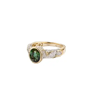 Marina B Ondine 18kt yellow gold ring with diamonds and green tourmaline | Thumbnail 1 Marina B Ondine 18kt yellow gold ring with diamonds and green tourmaline | Thumbnail 1