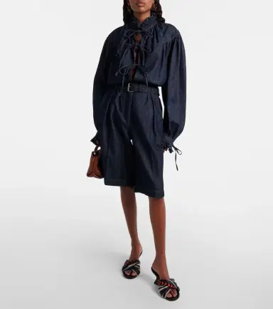 Dries Van Noten Pleated denim shorts | Thumbnail 2 Dries Van Noten Pleated denim shorts | Thumbnail 2