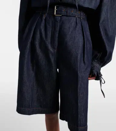 Dries Van Noten Pleated denim shorts | Thumbnail 3 Dries Van Noten Pleated denim shorts | Thumbnail 3