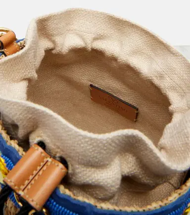 Valentino Garavani VLogo Small embellished raffia-effect bucket bag | Thumbnail 3 Valentino Garavani VLogo Small embellished raffia-effect bucket bag | Thumbnail 3