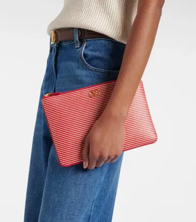 Valentino Garavani VLogo striped leather pouch | Thumbnail 6 Valentino Garavani VLogo striped leather pouch | Thumbnail 6