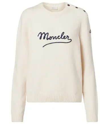 Moncler Embroidered logo cotton-blend sweater | Thumbnail 1 Moncler Embroidered logo cotton-blend sweater | Thumbnail 1